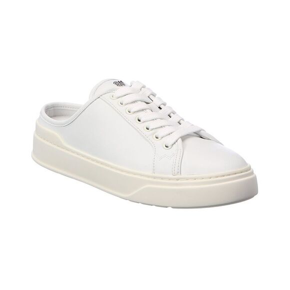 Stuart Weitzman Skater Mule Leather Sneaker White